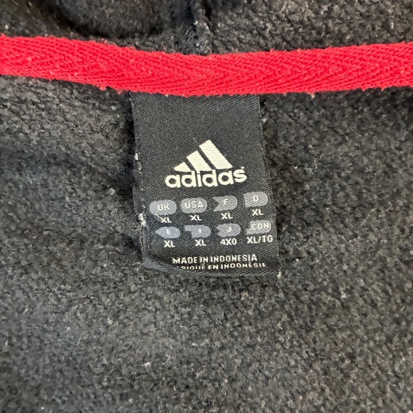 Y2K Adidas Full Zip Hoodie Men XL Black Red Sweatshirt Jacket Vintage Streetwear - Picture 5 of 8